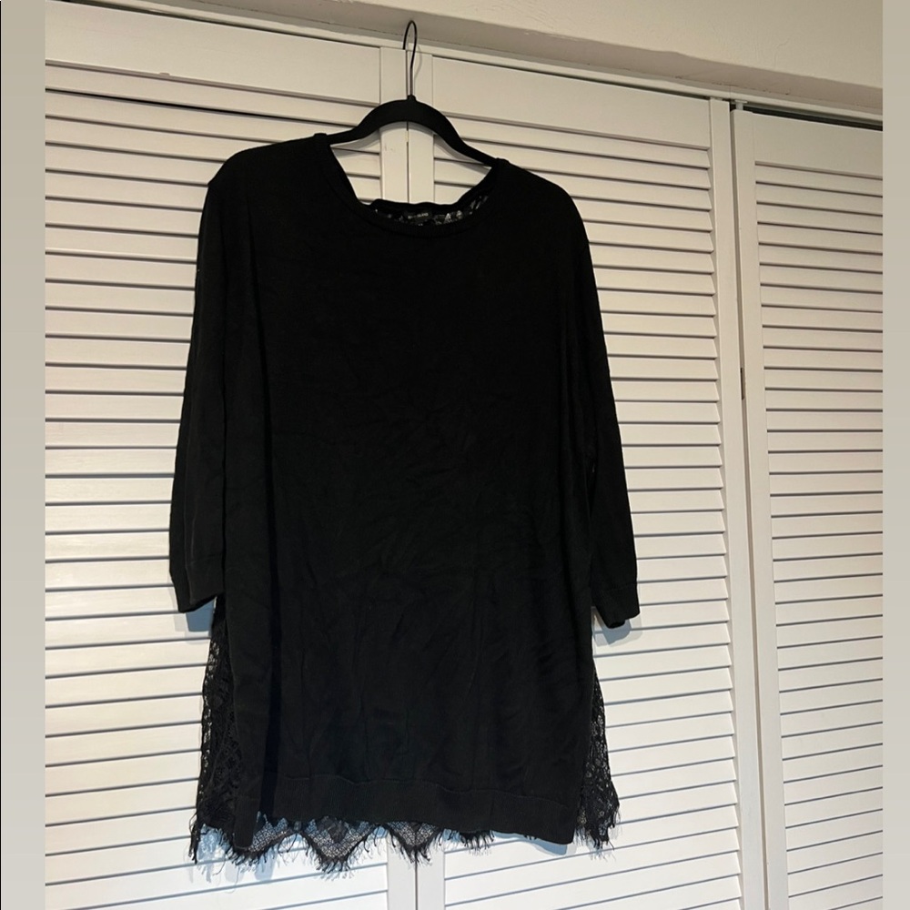 Lace back 3/4 sleeve black River Island sweater